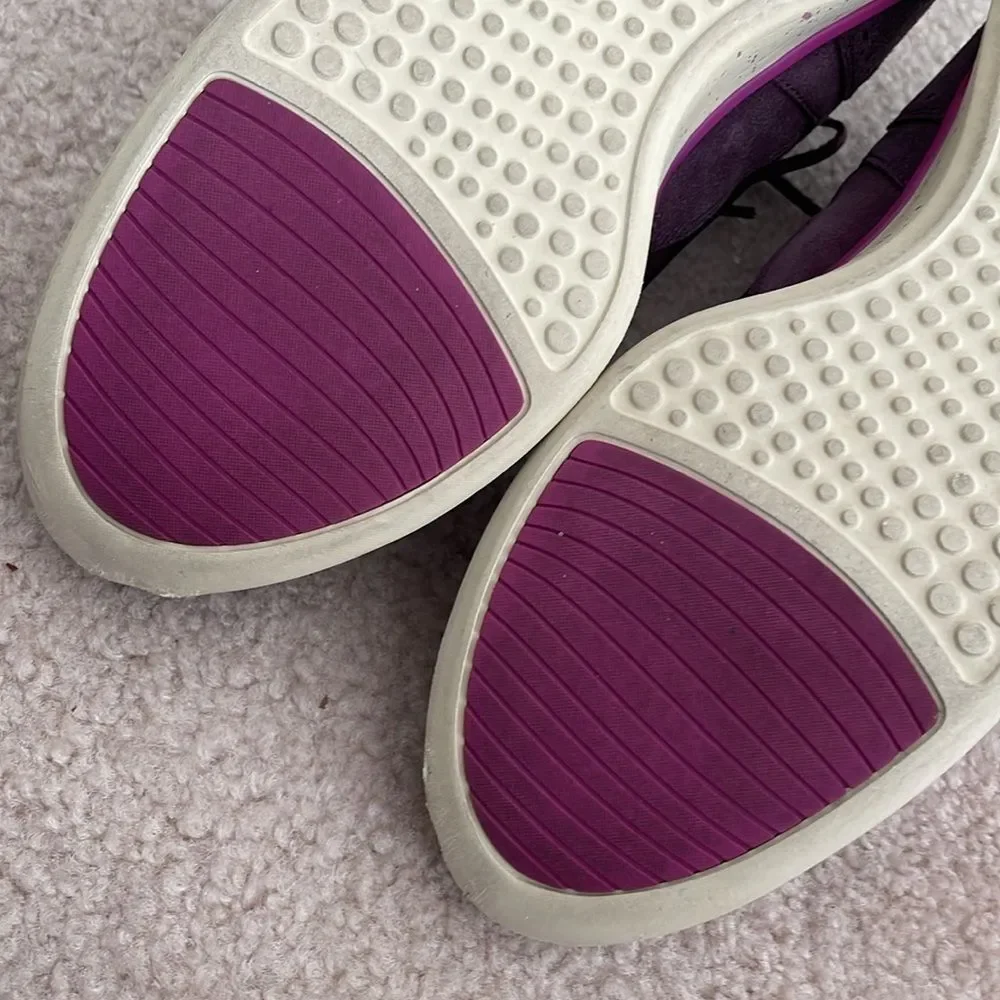 Clarks Sportswear Purple Leather Suede Brogue Sneakers - Women's Size 9.5